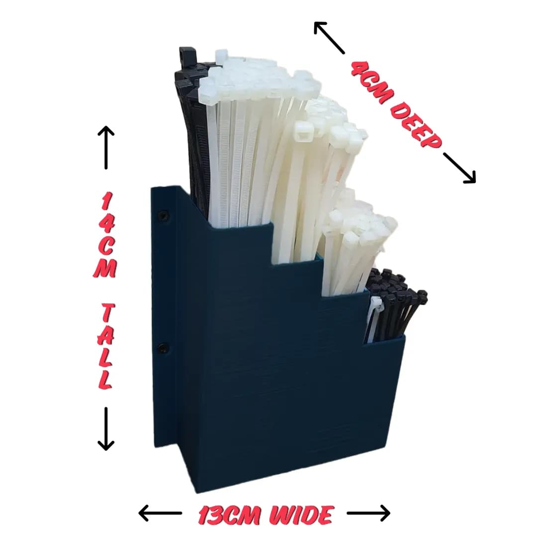 Black Cable Tie Holder Zip Tie Storage Rack Wall Mount Organiser Container UK, view 2