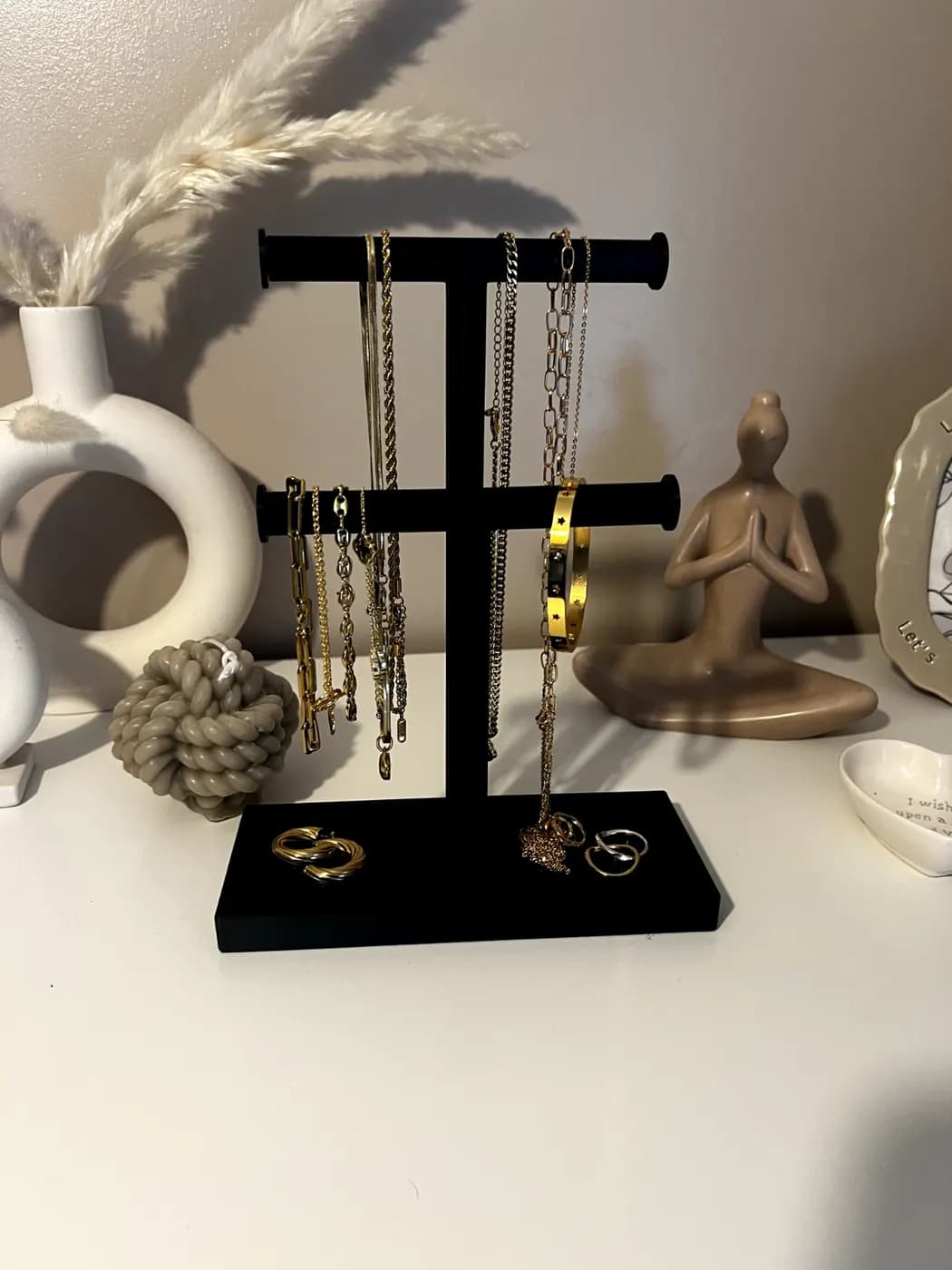 Double T-Bar Jewellery Display Stand Hanging Rack Bracelet Necklace Organiser, view 4
