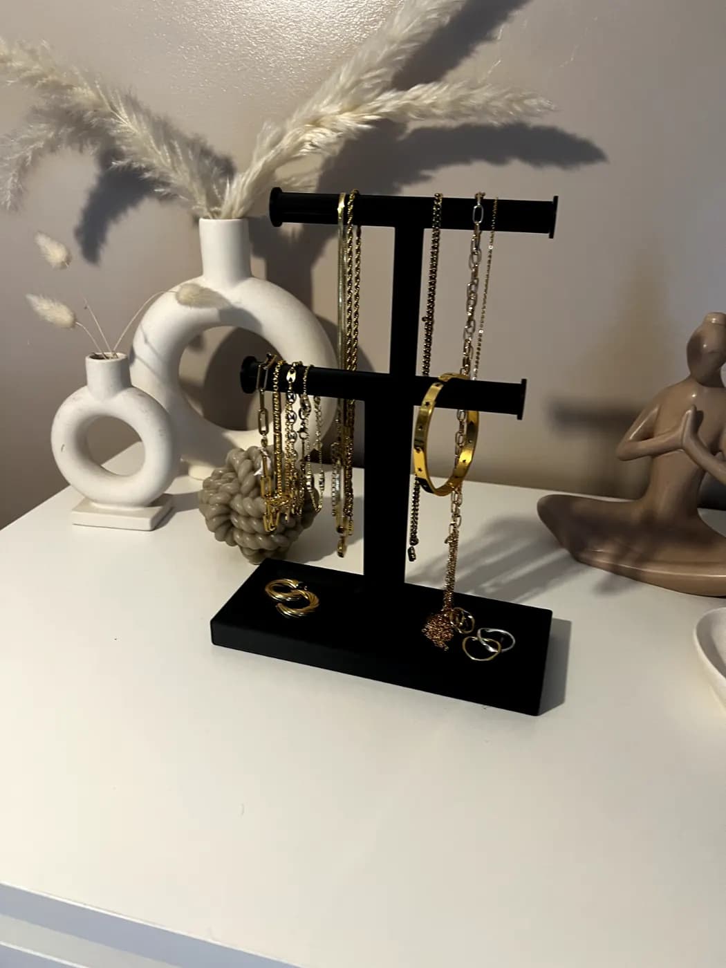 Double T-Bar Jewellery Display Stand Hanging Rack Bracelet Necklace Organiser, view 5