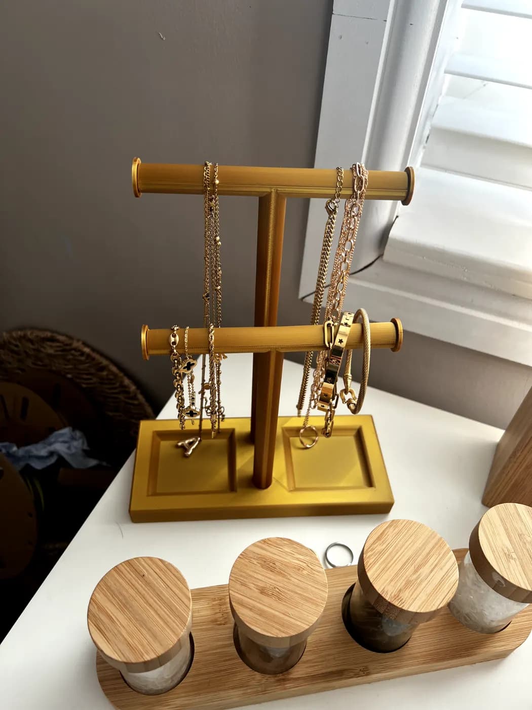Double T-Bar Jewellery Display Stand Hanging Rack Bracelet Necklace Organiser, view 2