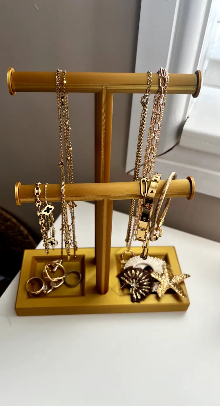 Double T-Bar Jewellery Display Stand Hanging Rack Bracelet Necklace Organiser, view 3