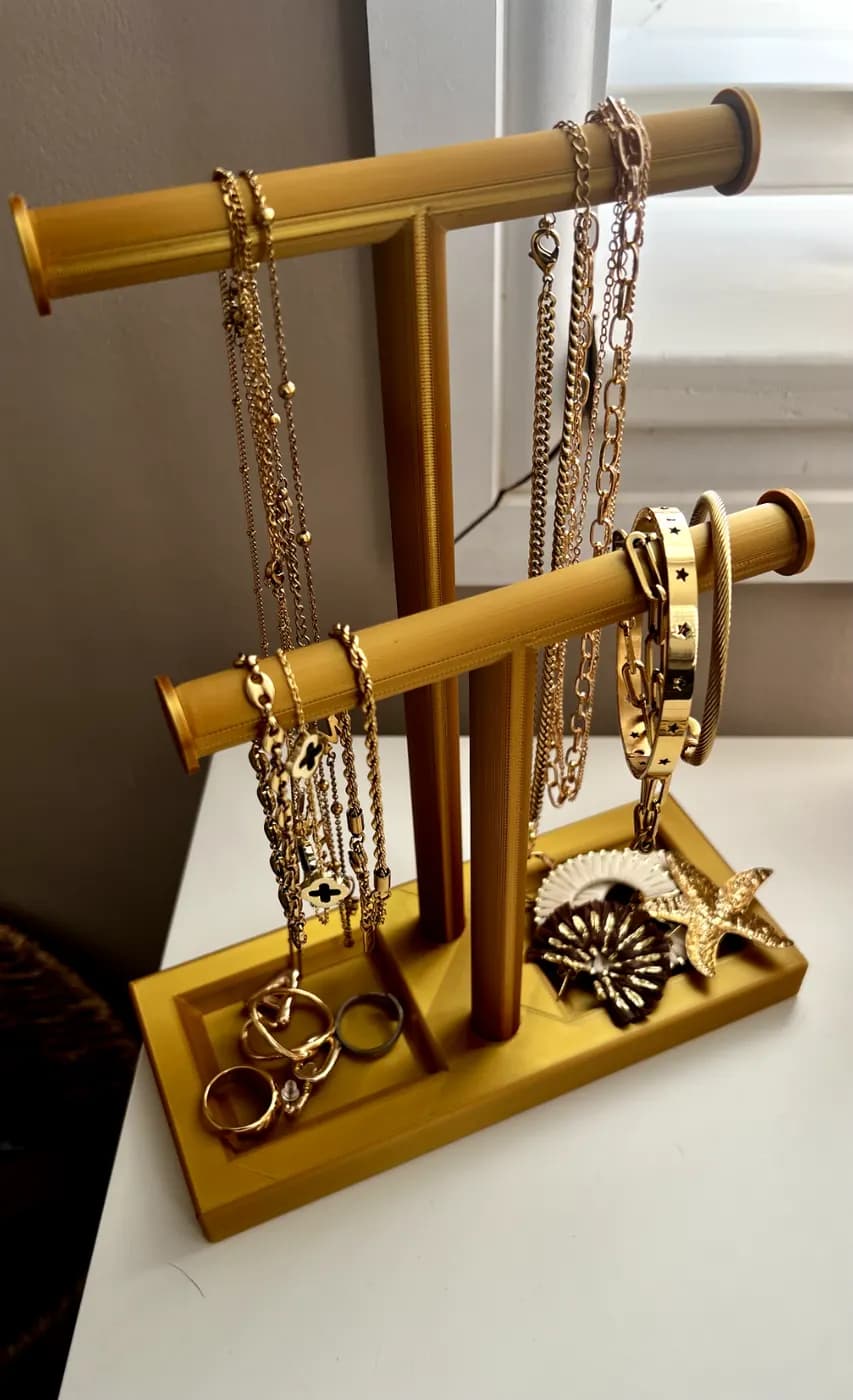 Double T-Bar Jewellery Display Stand Hanging Rack Bracelet Necklace Organiser, view 4