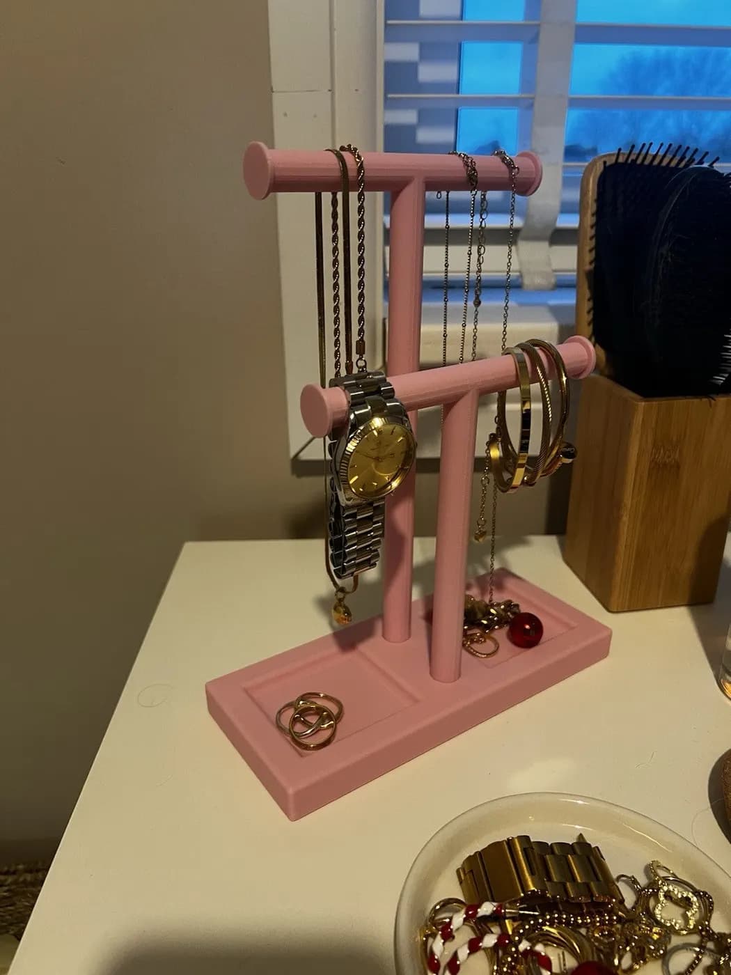 Double T-Bar Jewellery Display Stand Hanging Rack Bracelet Necklace Organiser, view 3