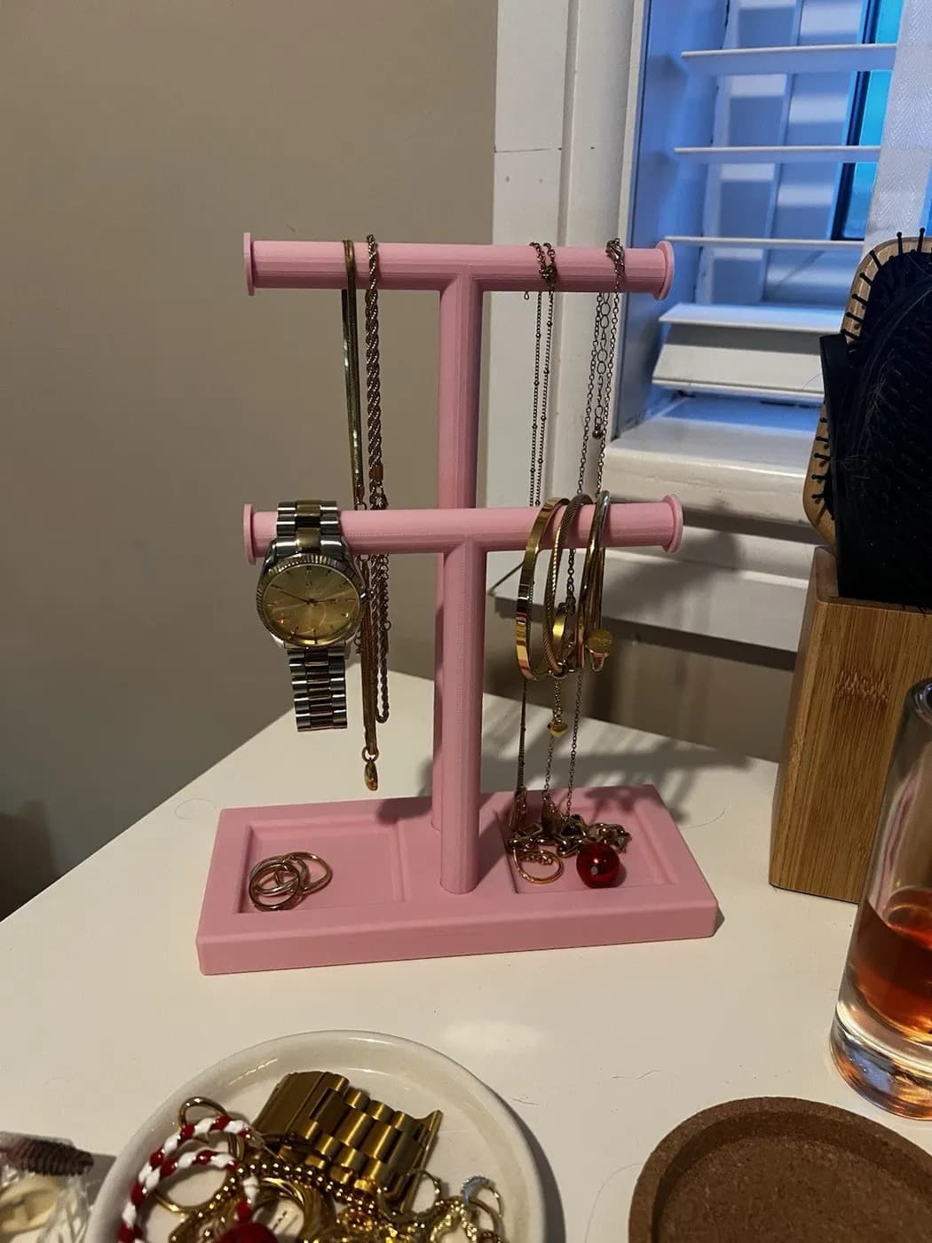 Double T-Bar Jewellery Display Stand Hanging Rack Bracelet Necklace Organiser, view 4
