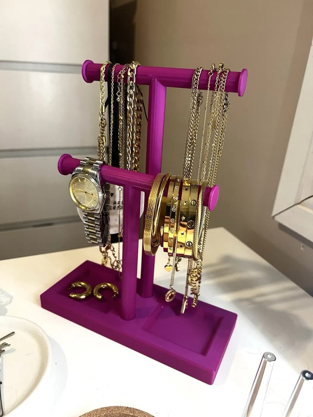 Double T-Bar Jewellery Display Stand Hanging Rack Bracelet Necklace Organiser, view 2