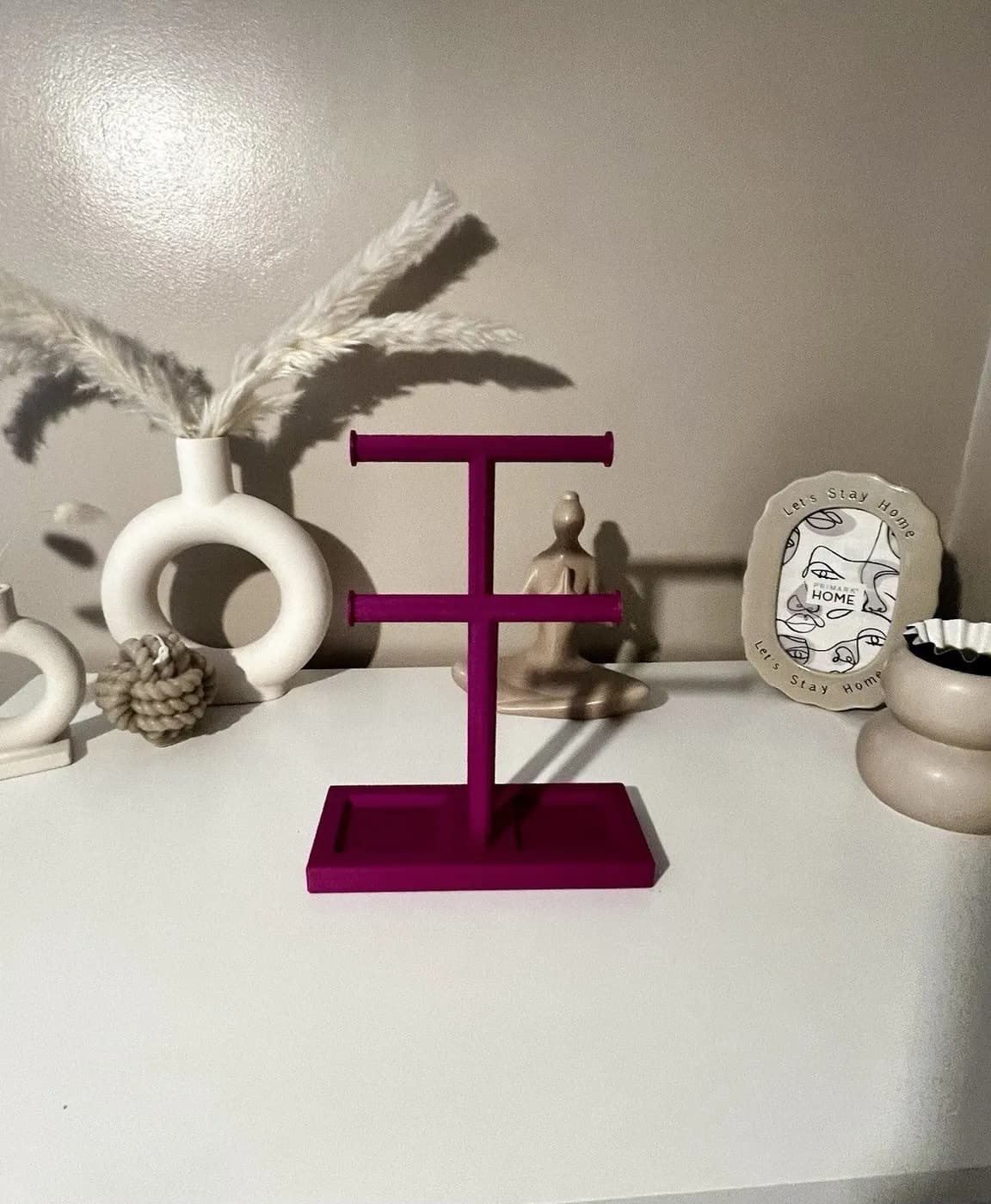 Double T-Bar Jewellery Display Stand Hanging Rack Bracelet Necklace Organiser, view 4