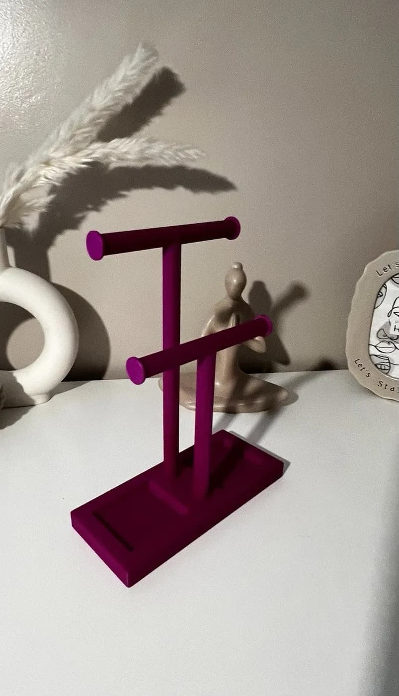Double T-Bar Jewellery Display Stand Hanging Rack Bracelet Necklace Organiser, view 5