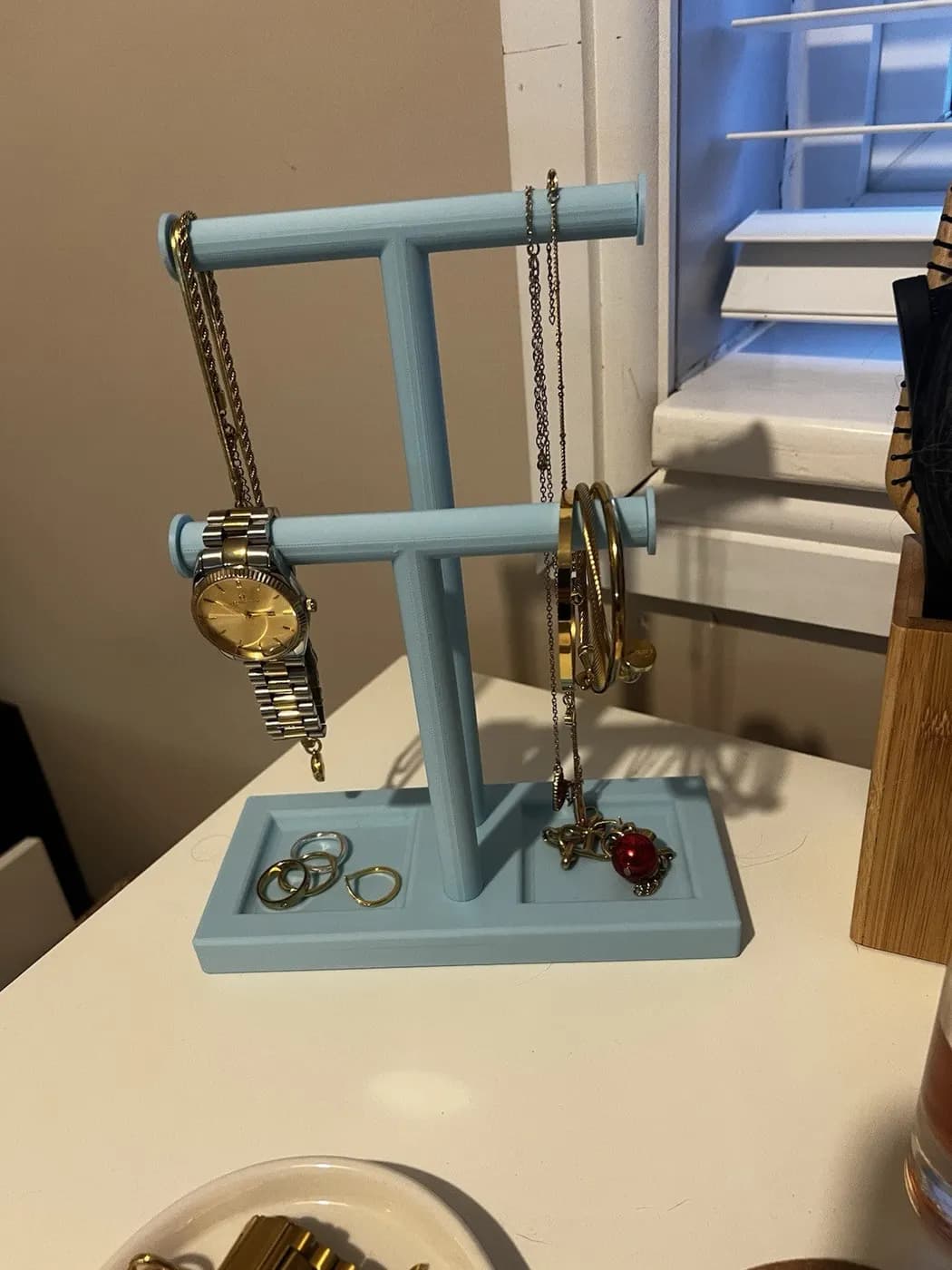 Double T-Bar Jewellery Display Stand Hanging Rack Bracelet Necklace Organiser, view 2