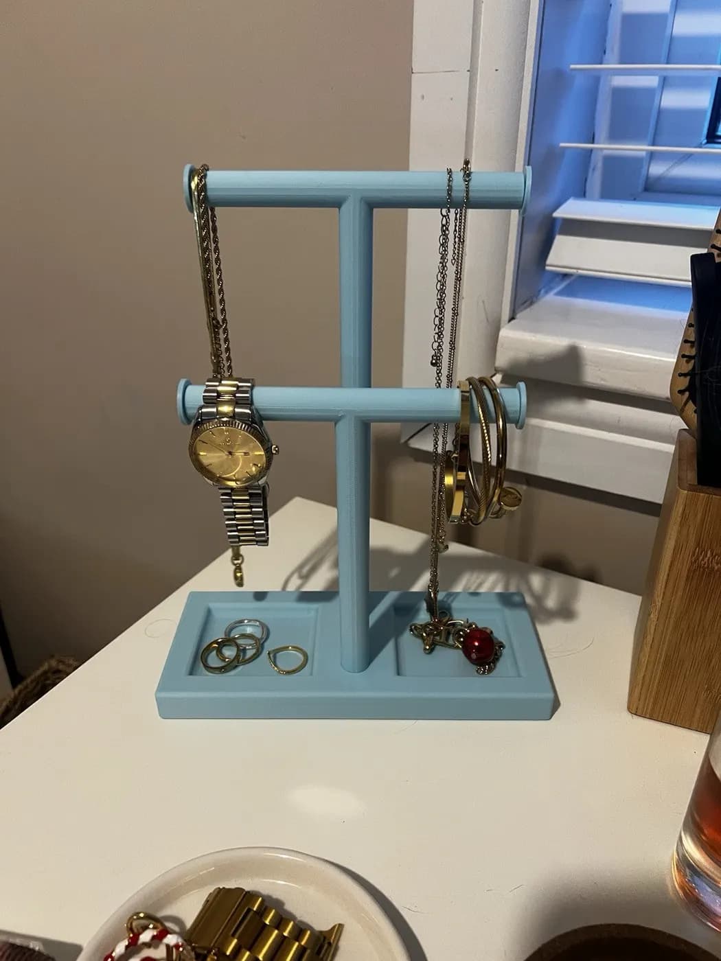 Double T-Bar Jewellery Display Stand Hanging Rack Bracelet Necklace Organiser, view 3