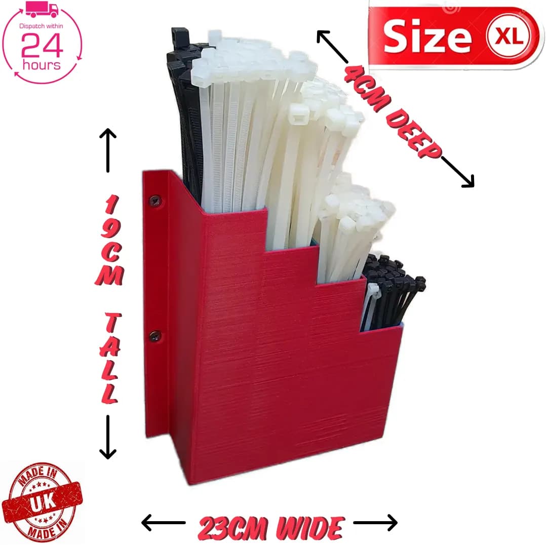 Extra Large XL Red Cable Tie Holder Zip Tie Storage Rack Wall Mount Organiser