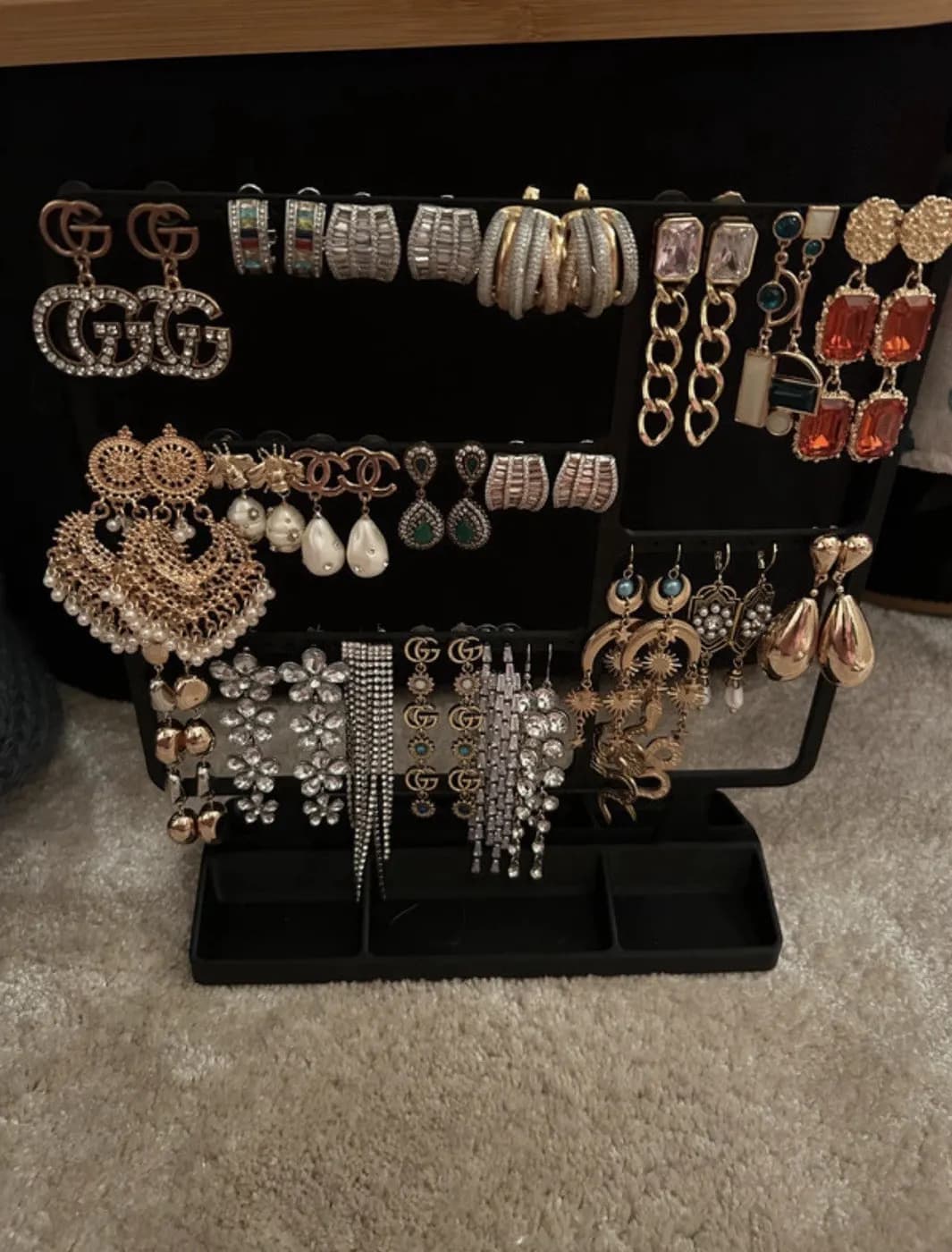 Large Black Earring Jewellery display stand organiser storage