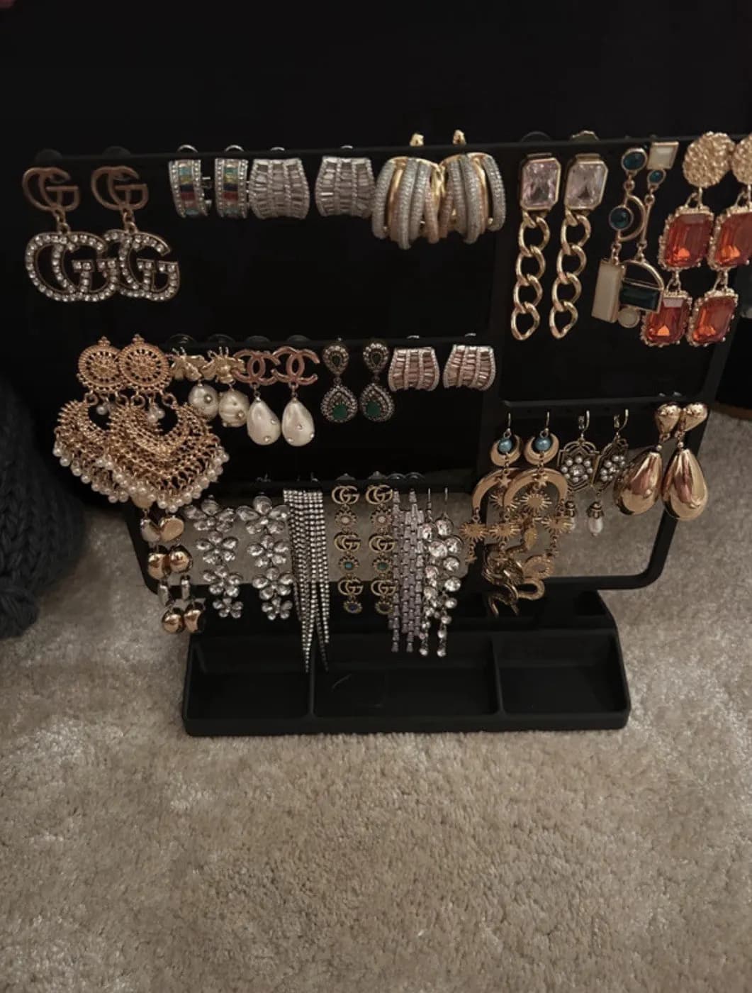 Large Black Earring Jewellery display stand organiser storage, view 2