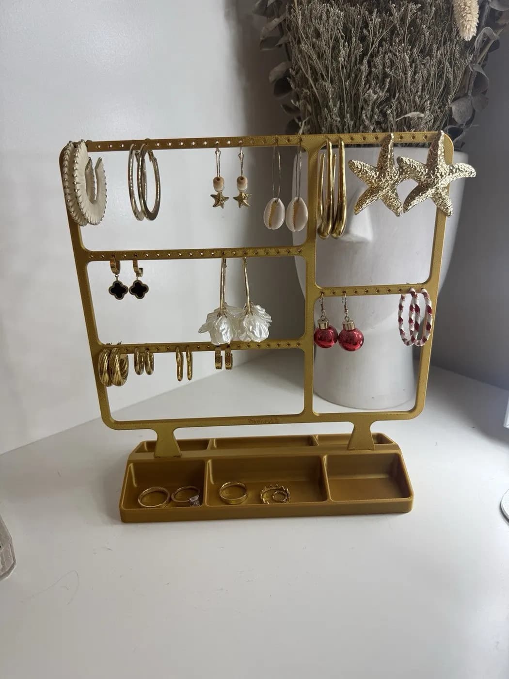 Large Gold Earring Jewellery display stand organiser storage