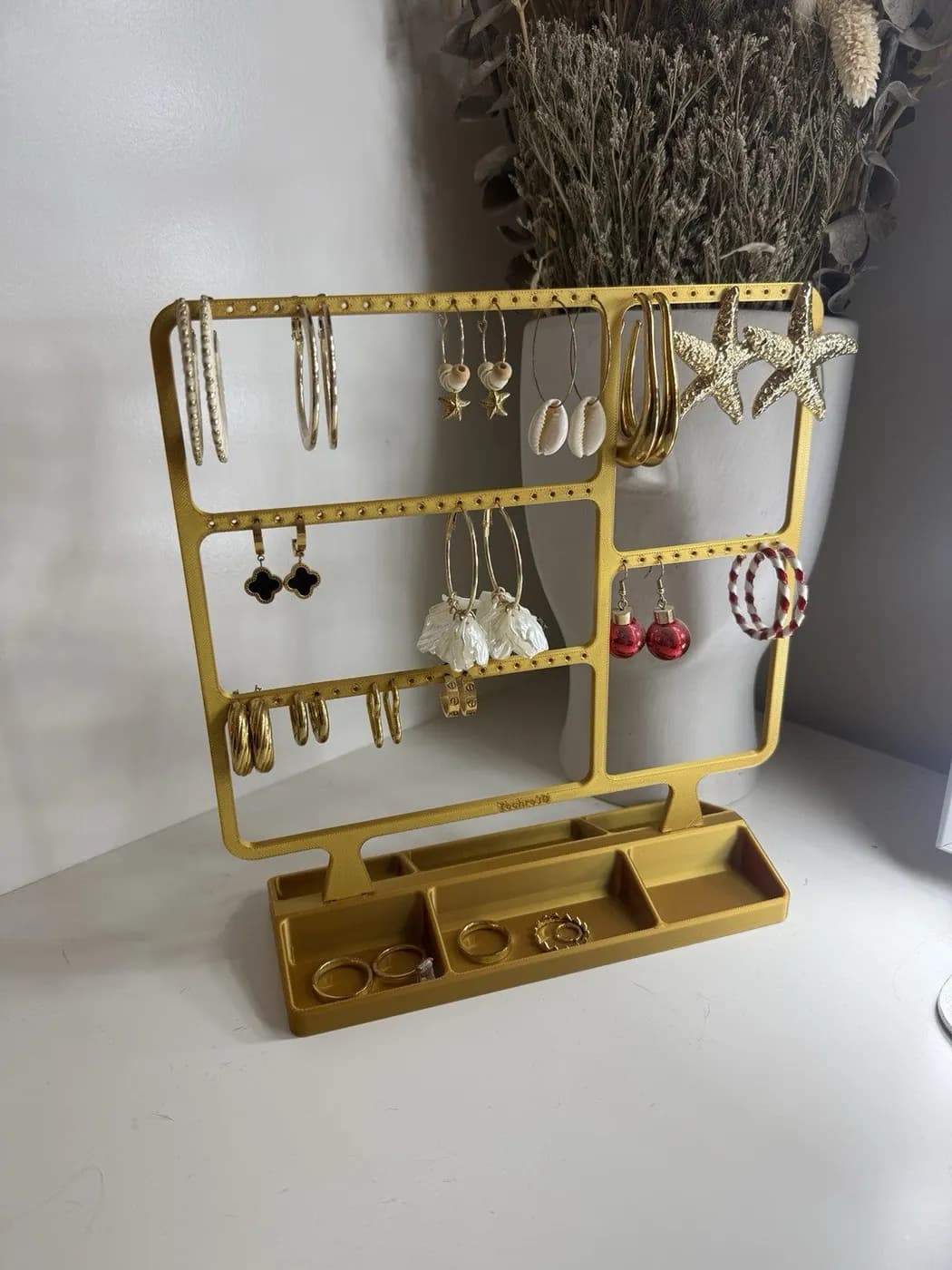 Large Gold Earring Jewellery display stand organiser storage, view 2