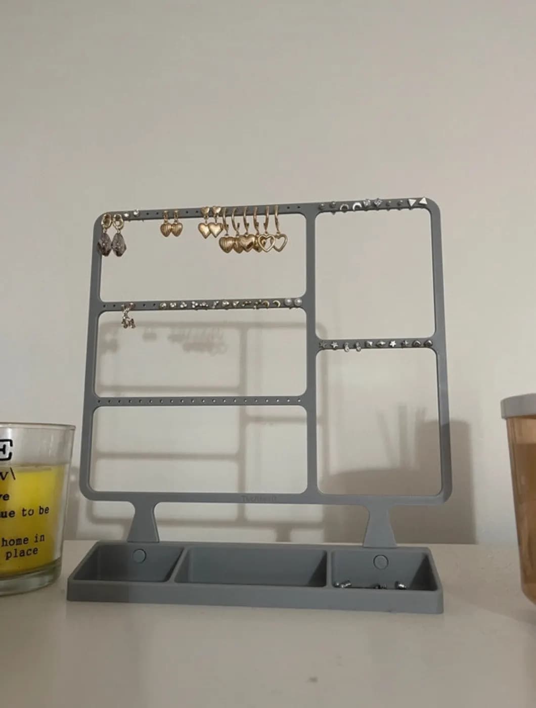 Large Grey Earring Jewellery display stand organiser storage, view 3