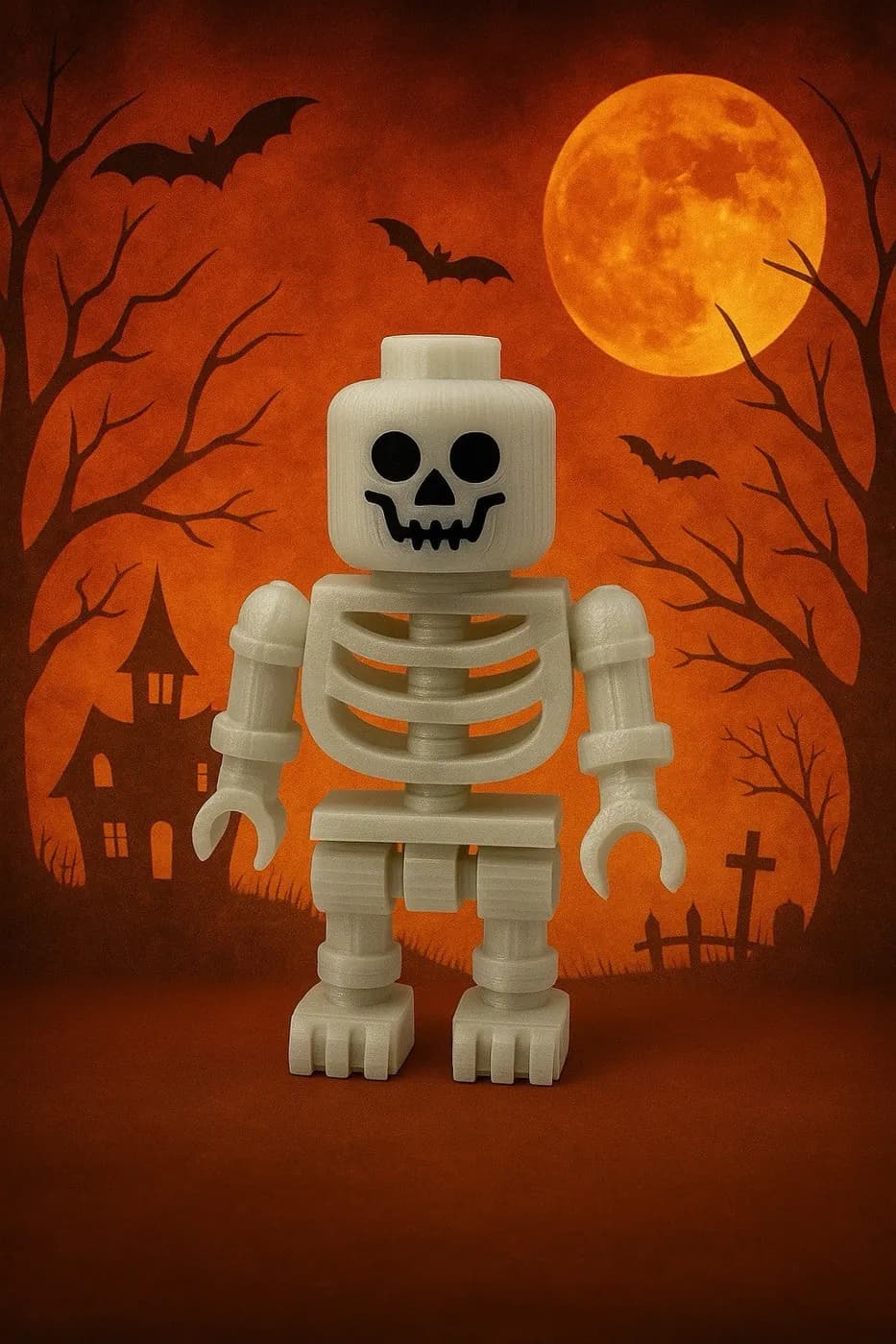 Large LEGO-Inspired Skeleton Glow In The Dark Figure 10” Tall – Halloween Model, view 7