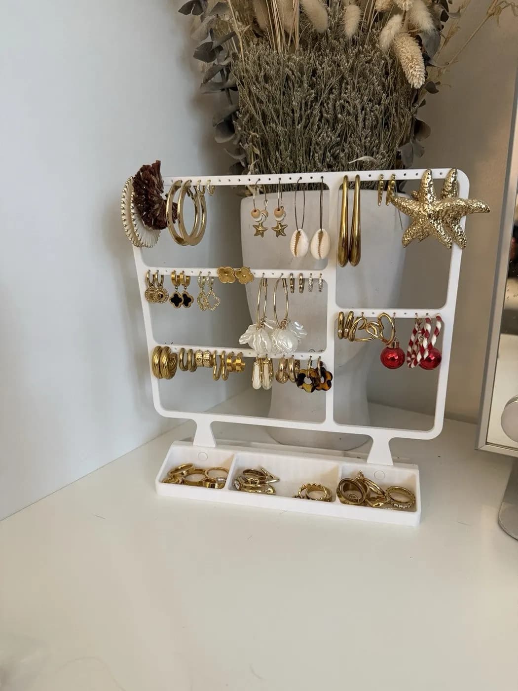 Large White Earring Jewellery display stand organiser storage