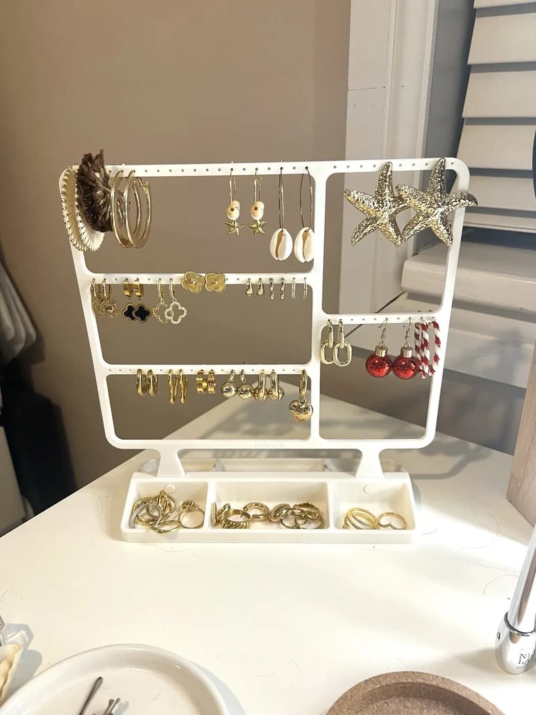 Large White Earring Jewellery display stand organiser storage, view 3