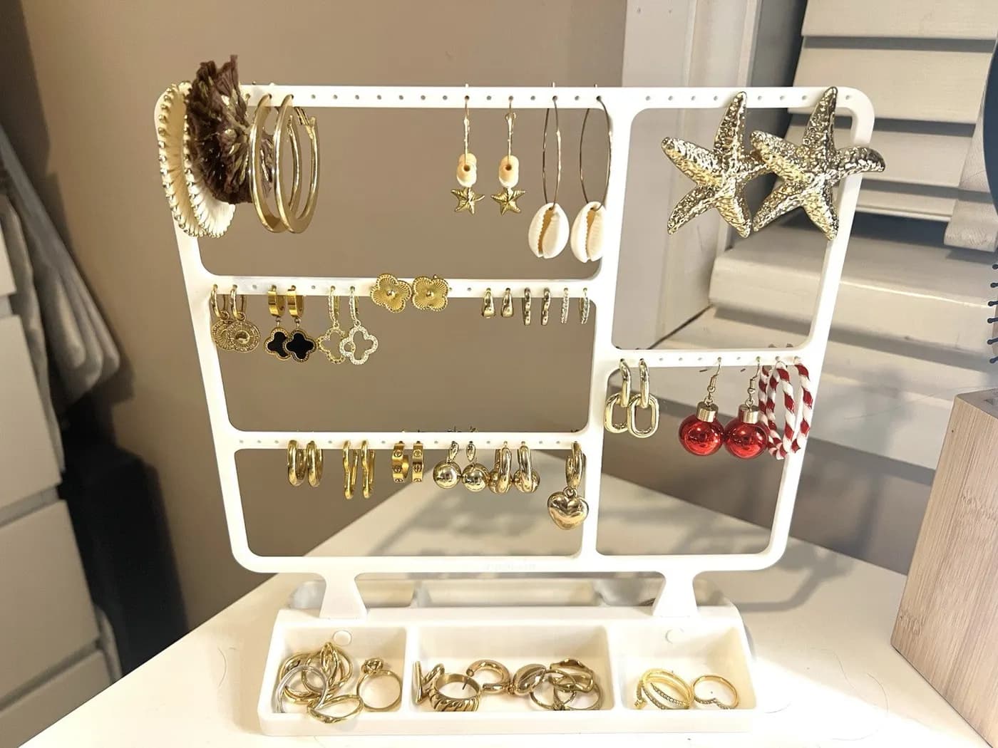 Large White Earring Jewellery display stand organiser storage, view 4