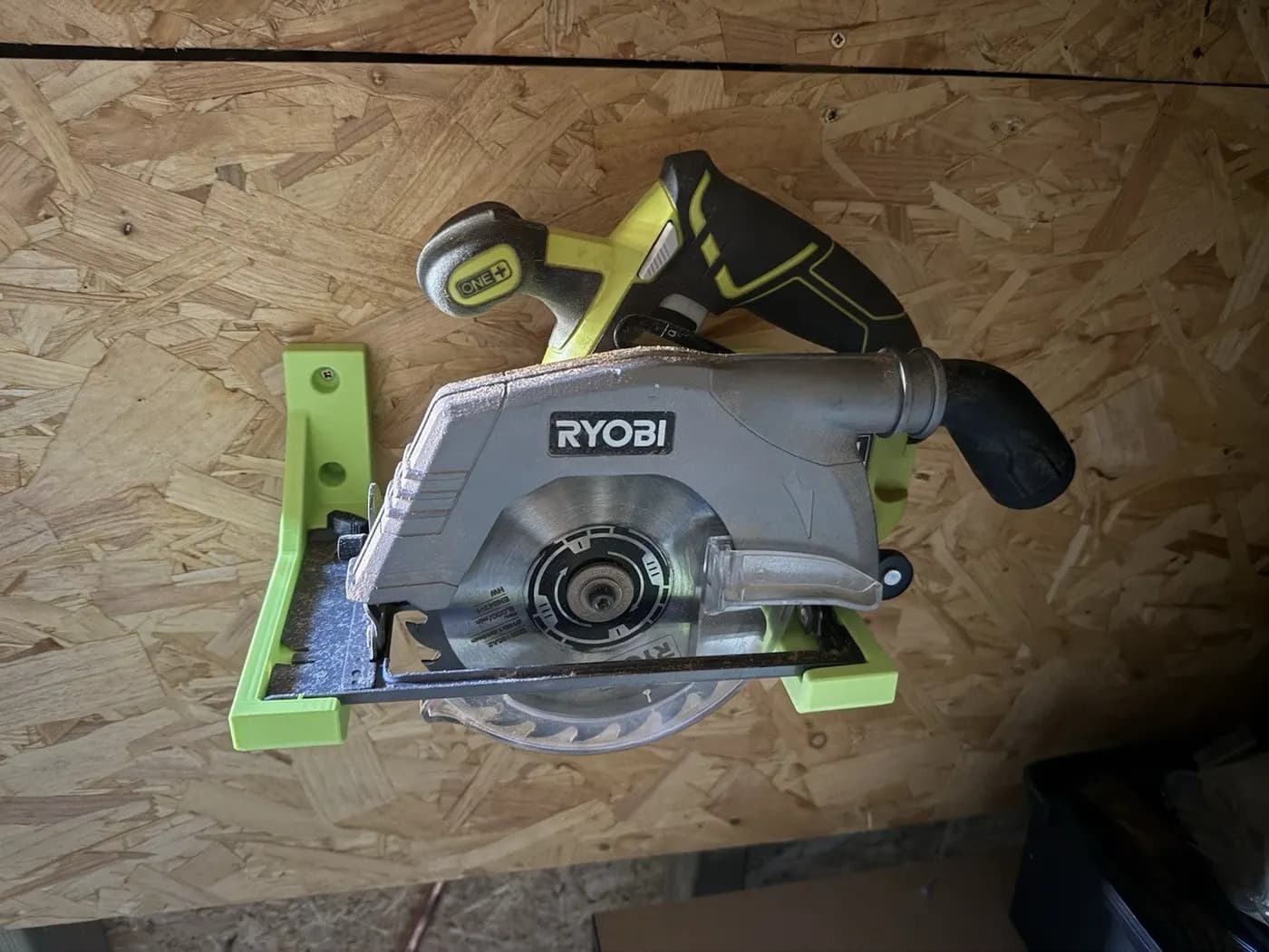 Ryobi R18CS-0 OnePlus Cordless circular saw mounting bracket wall holder mount, view 2