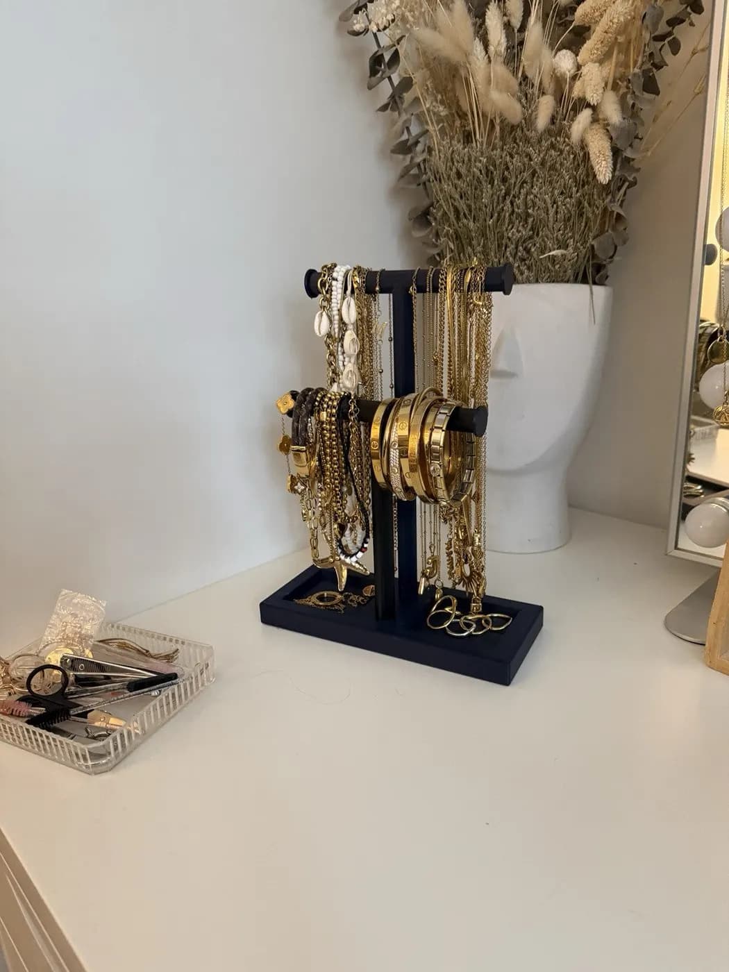 T-Bar Jewellery Display Stand Hanging Rack Bracelet Necklace Organiser Navy, view 2