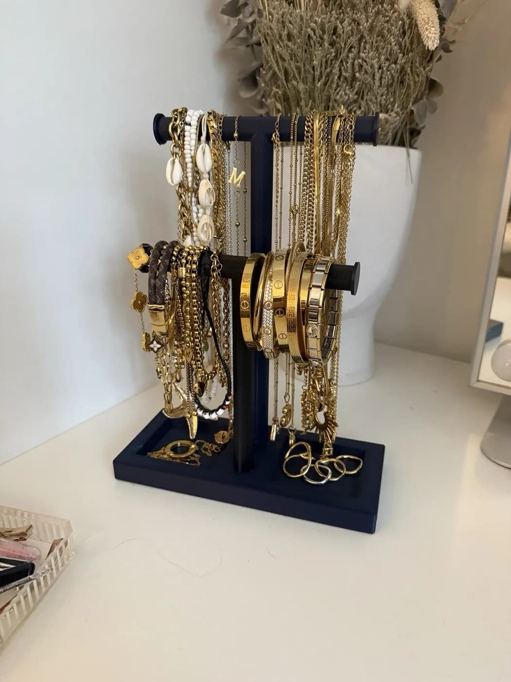 T-Bar Jewellery Display Stand Hanging Rack Bracelet Necklace Organiser Navy, view 3
