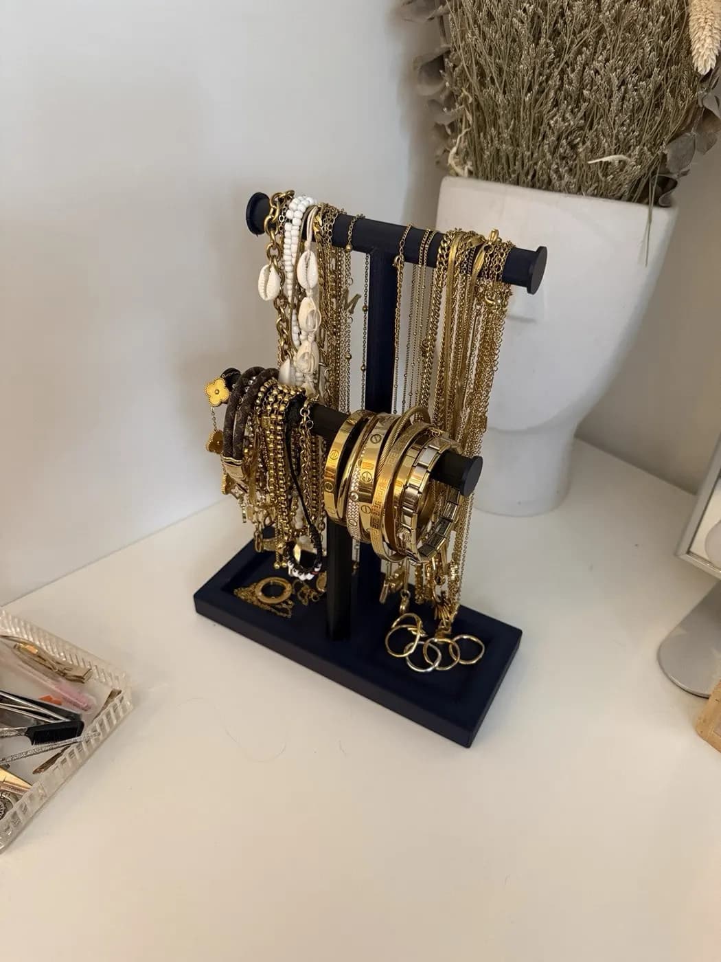 T-Bar Jewellery Display Stand Hanging Rack Bracelet Necklace Organiser Navy, view 4