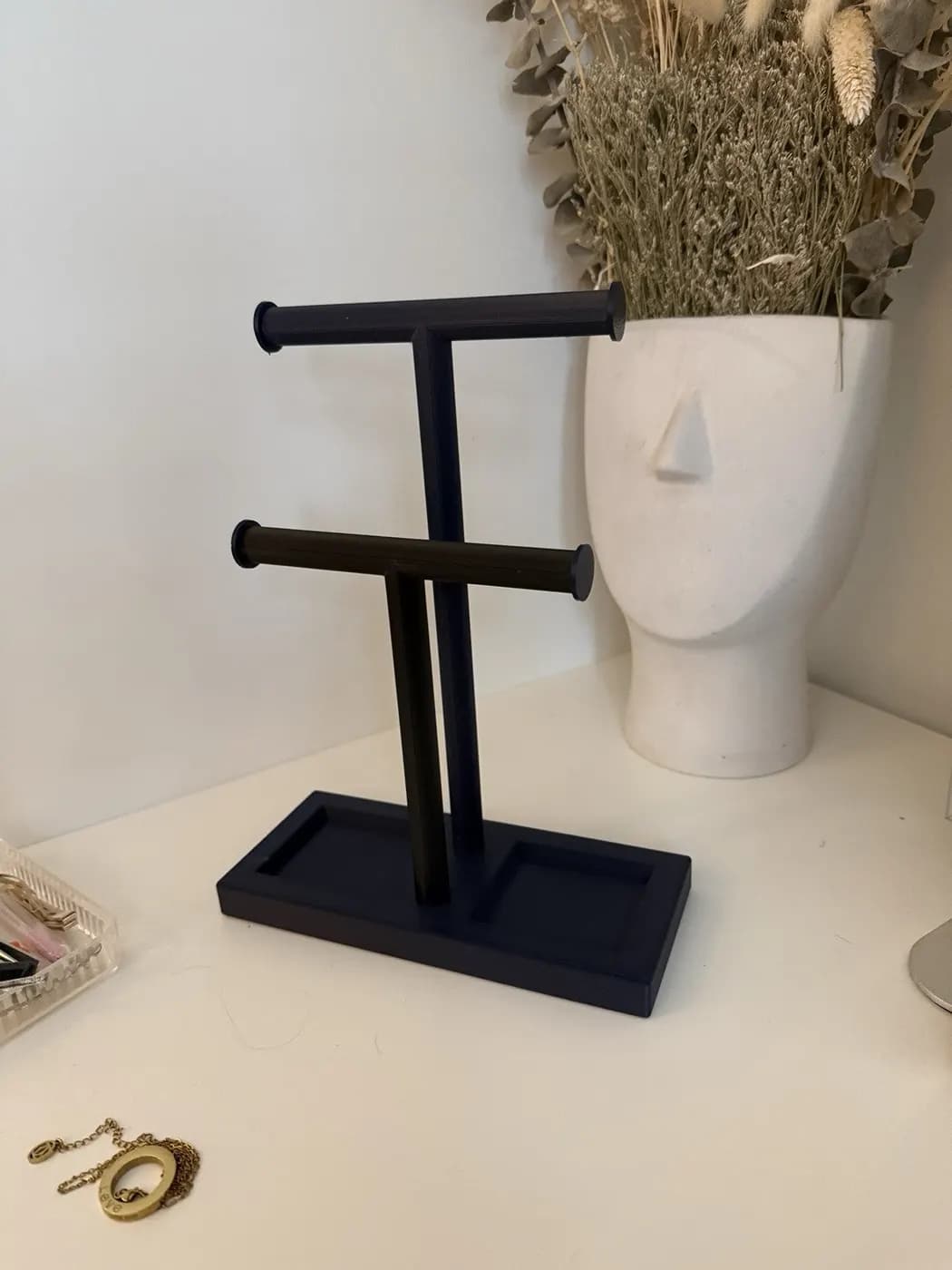 T-Bar Jewellery Display Stand Hanging Rack Bracelet Necklace Organiser Navy, view 5