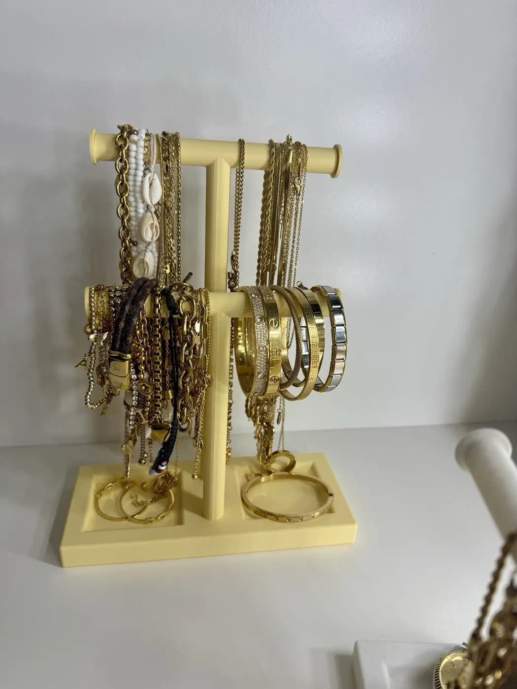 T-Bar Jewellery Display Stand Hanging Rack Bracelet Necklace Organiser Yellow, view 2