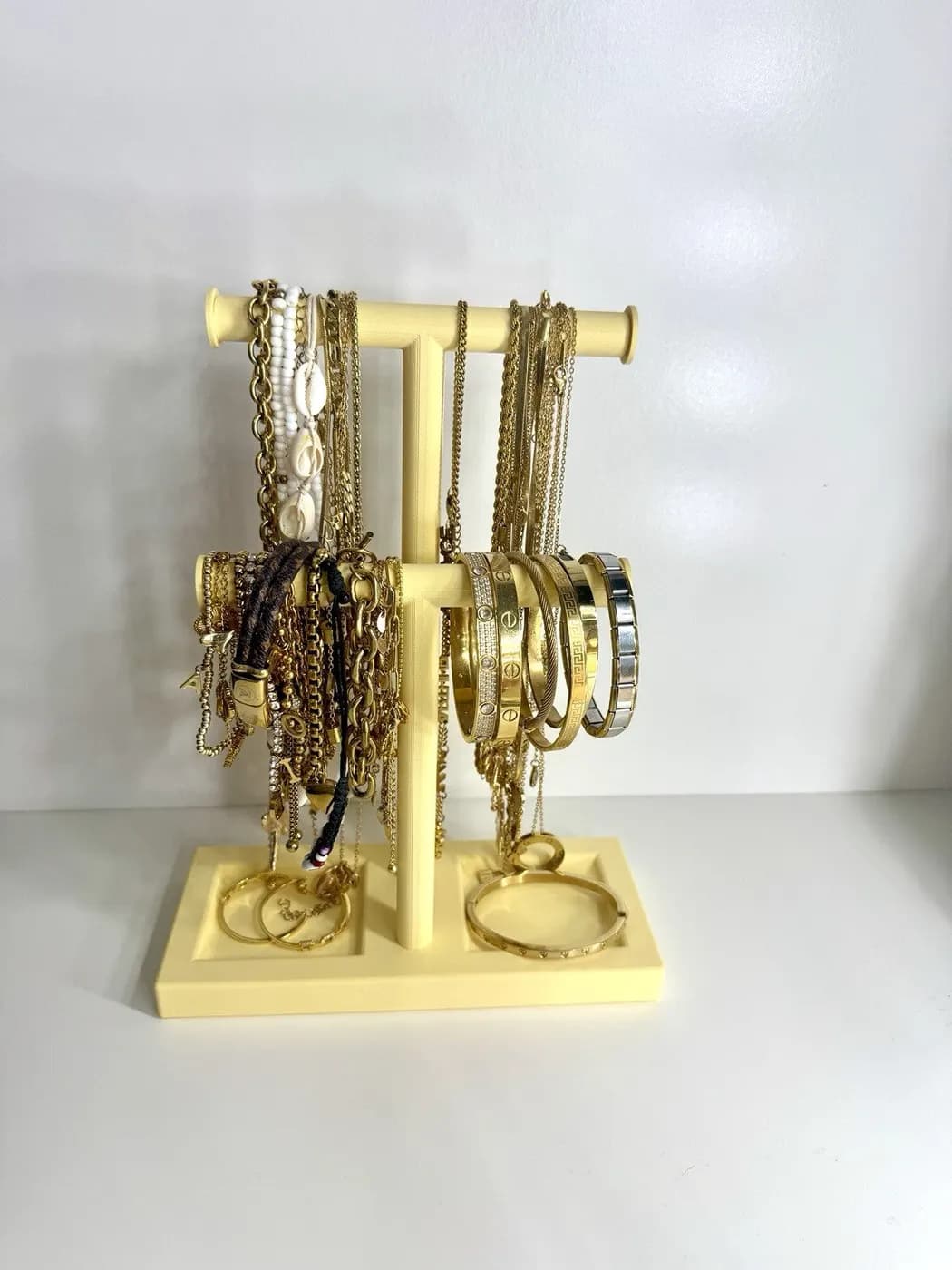 T-Bar Jewellery Display Stand Hanging Rack Bracelet Necklace Organiser Yellow, view 3