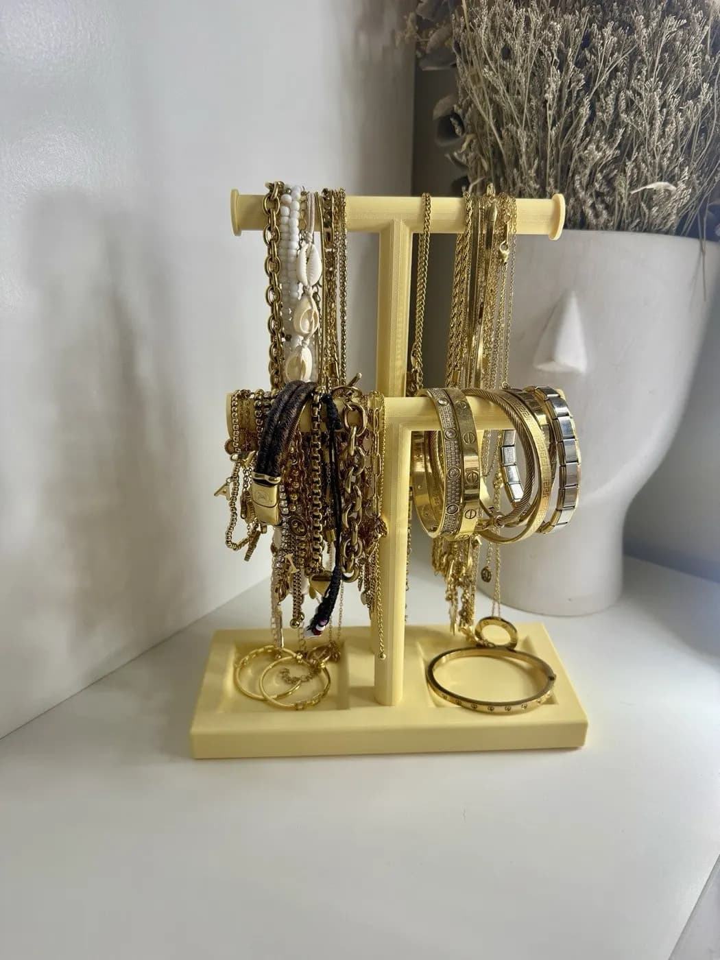 T-Bar Jewellery Display Stand Hanging Rack Bracelet Necklace Organiser Yellow, view 4
