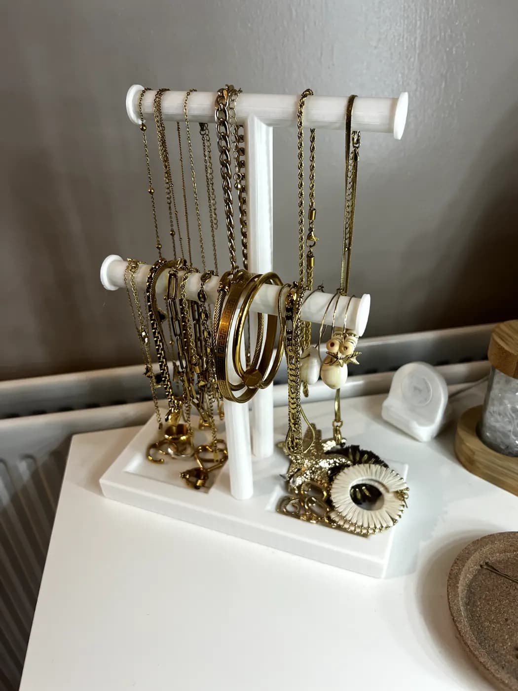 White T-Bar Jewellery Display Stand Hanging Rack Bracelet Necklace Organiser, view 2