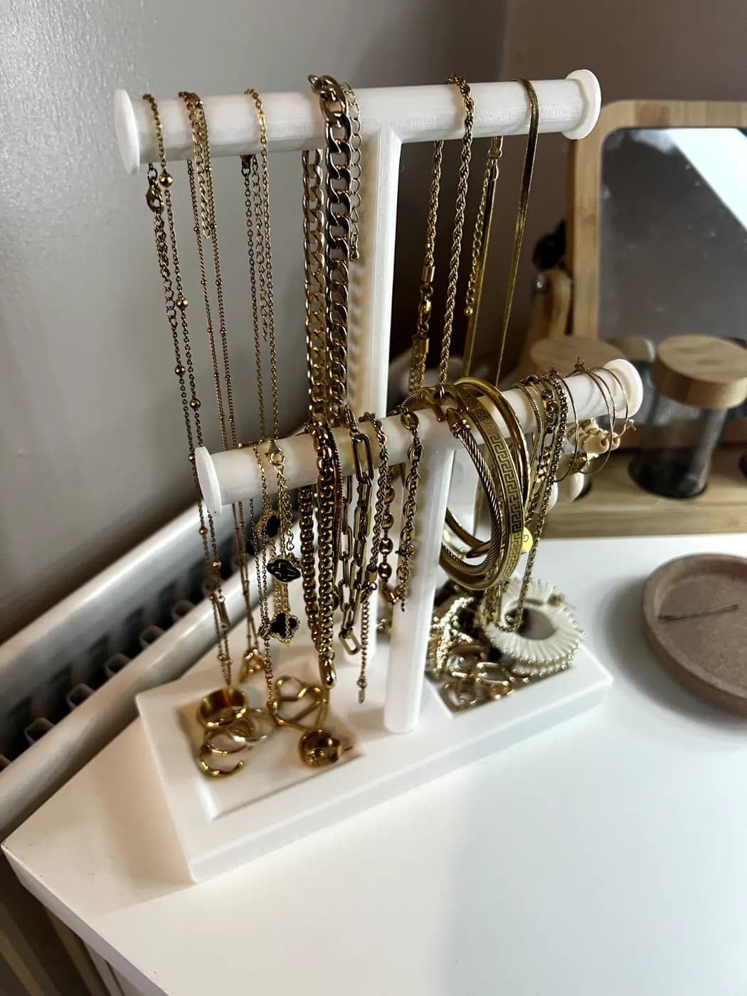 White T-Bar Jewellery Display Stand Hanging Rack Bracelet Necklace Organiser, view 3