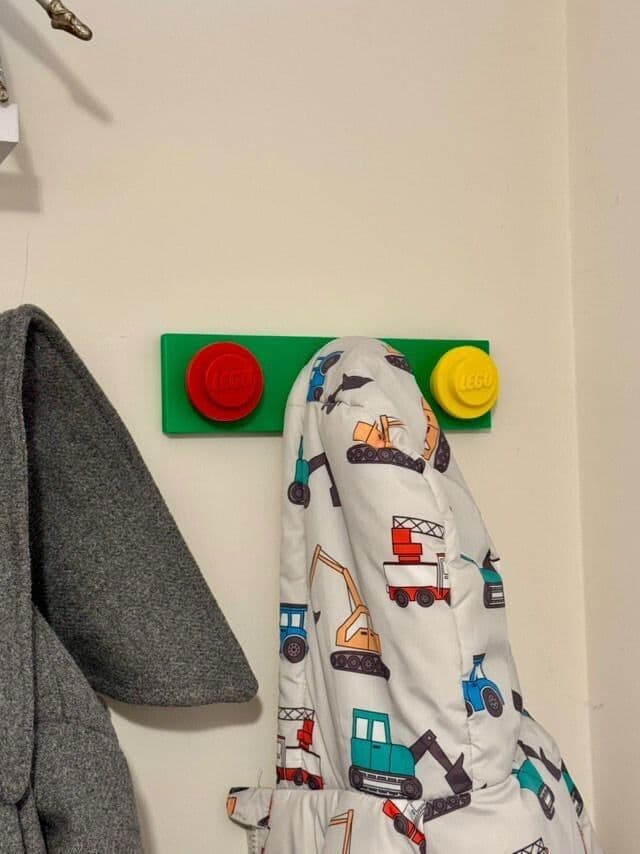 3d Printed Lego inspired Stud Wall Coat Bag Rucksack Hook Hanger Tidy Organiser, view 3
