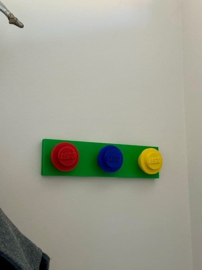 3d Printed Lego inspired Stud Wall Coat Bag Rucksack Hook Hanger Tidy Organiser, view 5