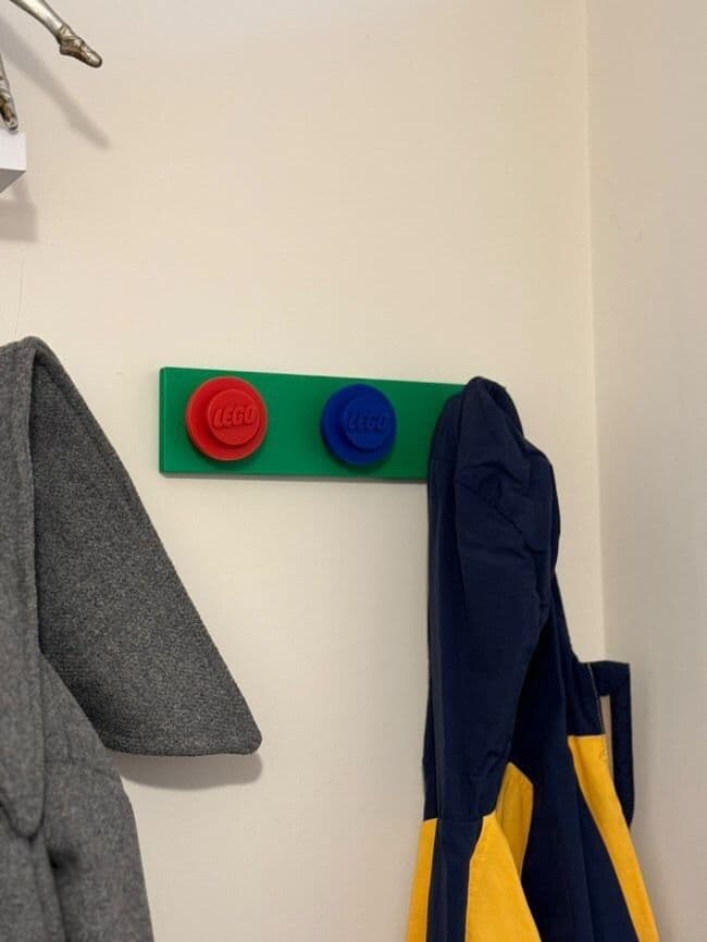 3d Printed Lego inspired Stud Wall Coat Bag Rucksack Hook Hanger Tidy Organiser, view 2
