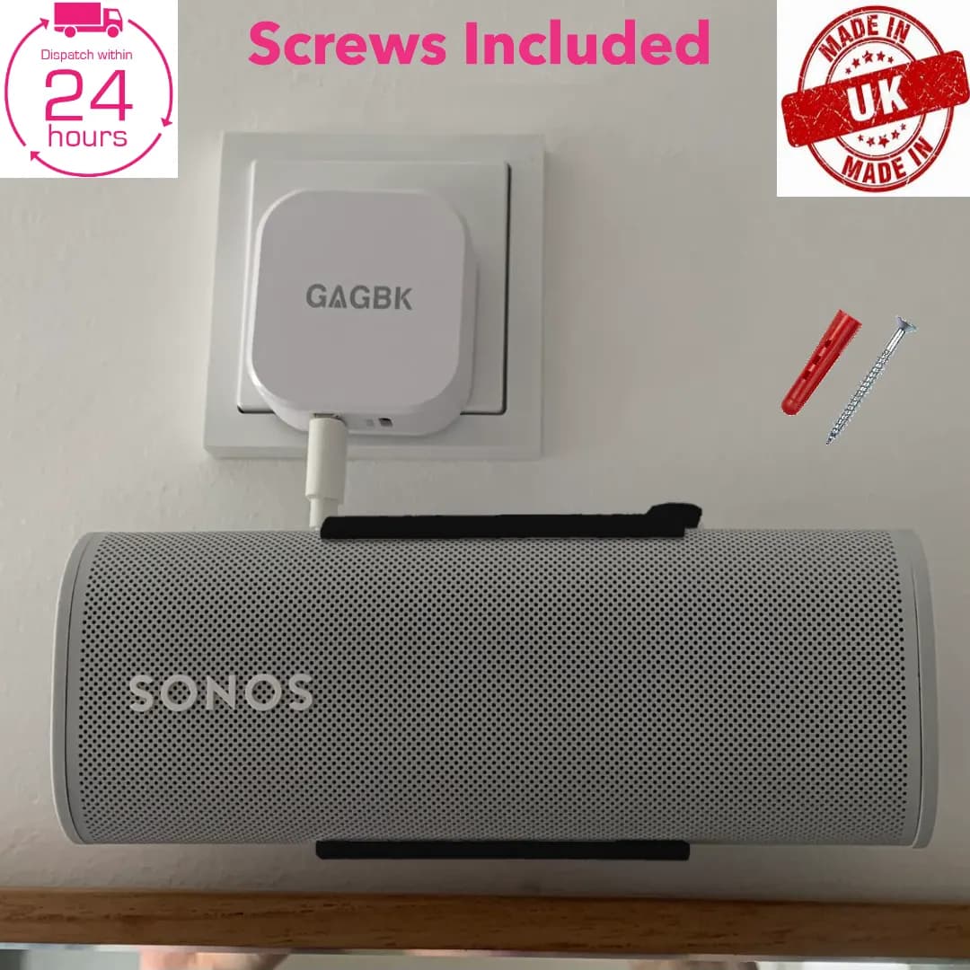 Black Horizontal Wall Mount for Sonos Roam Bracket Holder Mount Stand UK