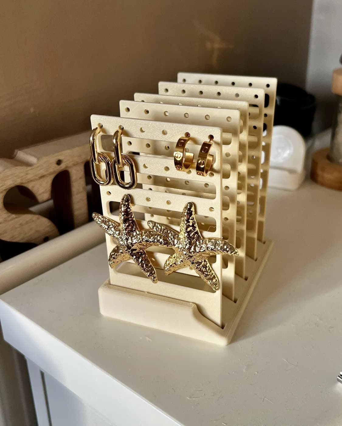 Cream earring display Show Stand Organiser 75 Pairs Any Colour Available