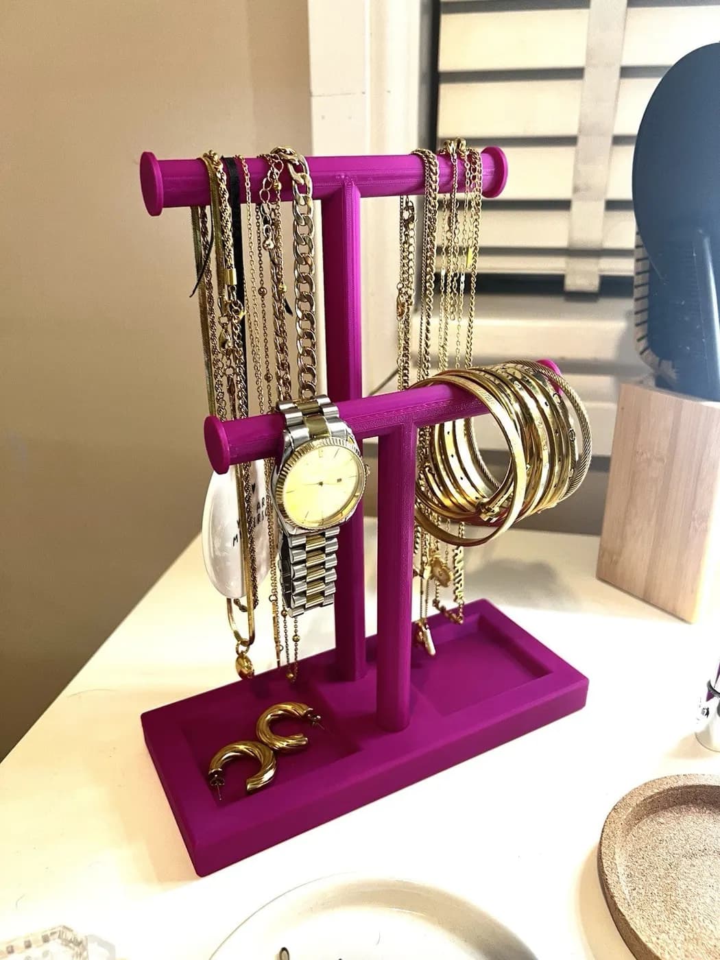 Double T-Bar Jewellery Display Stand Hanging Rack Bracelet Necklace Organiser