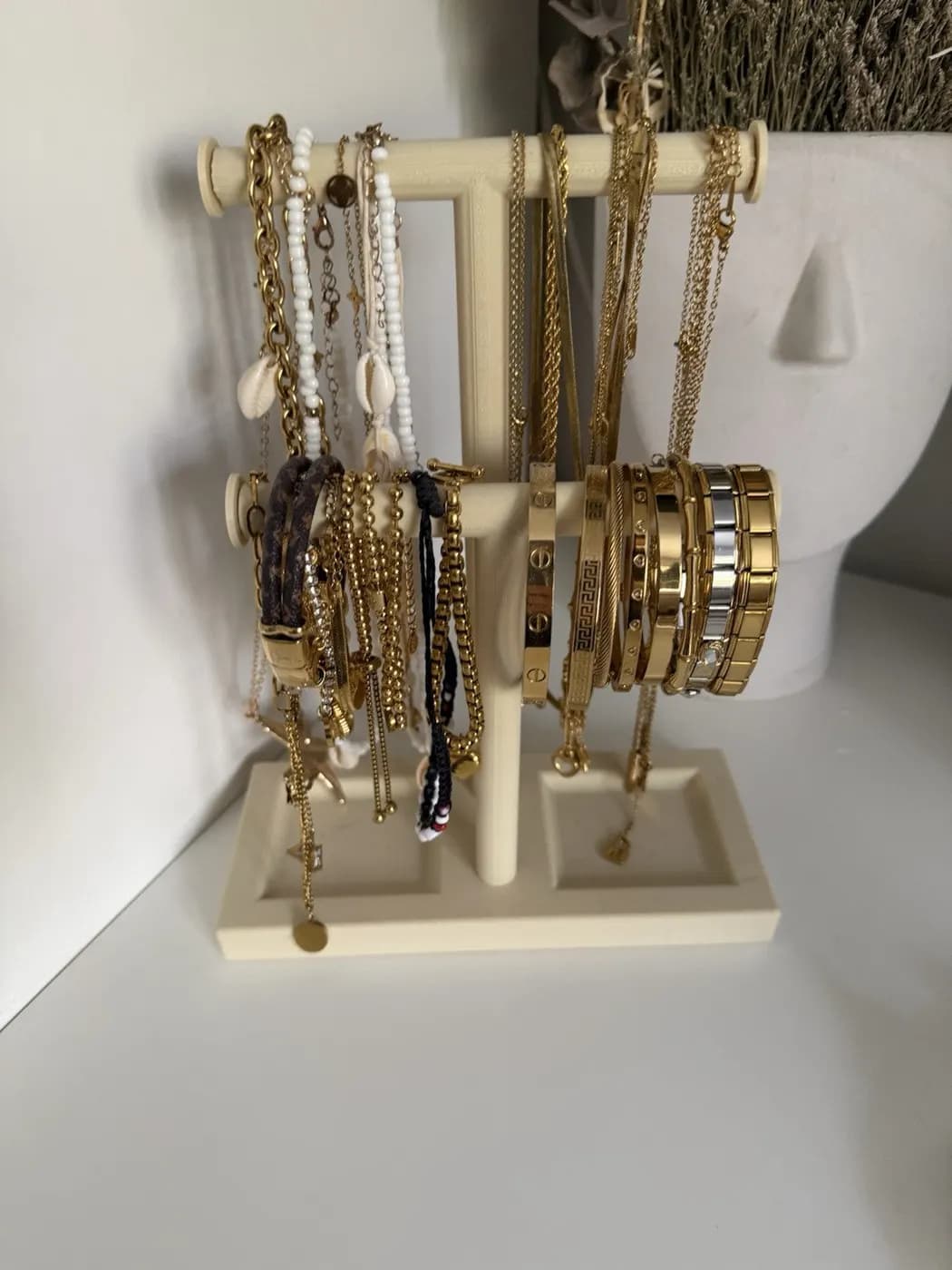 Double T-Bar Jewellery Display Stand Hanging Rack Bracelet Necklace Organiser