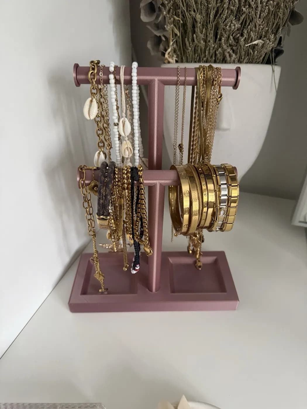 Double T-Bar Jewellery Display Stand Hanging Rack Bracelet Necklace Organiser