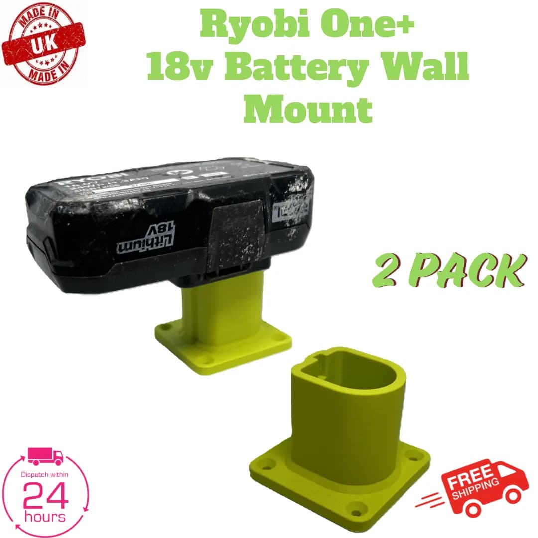 Ryobi One 18v Battery wall mount organiser storage 2 pack green