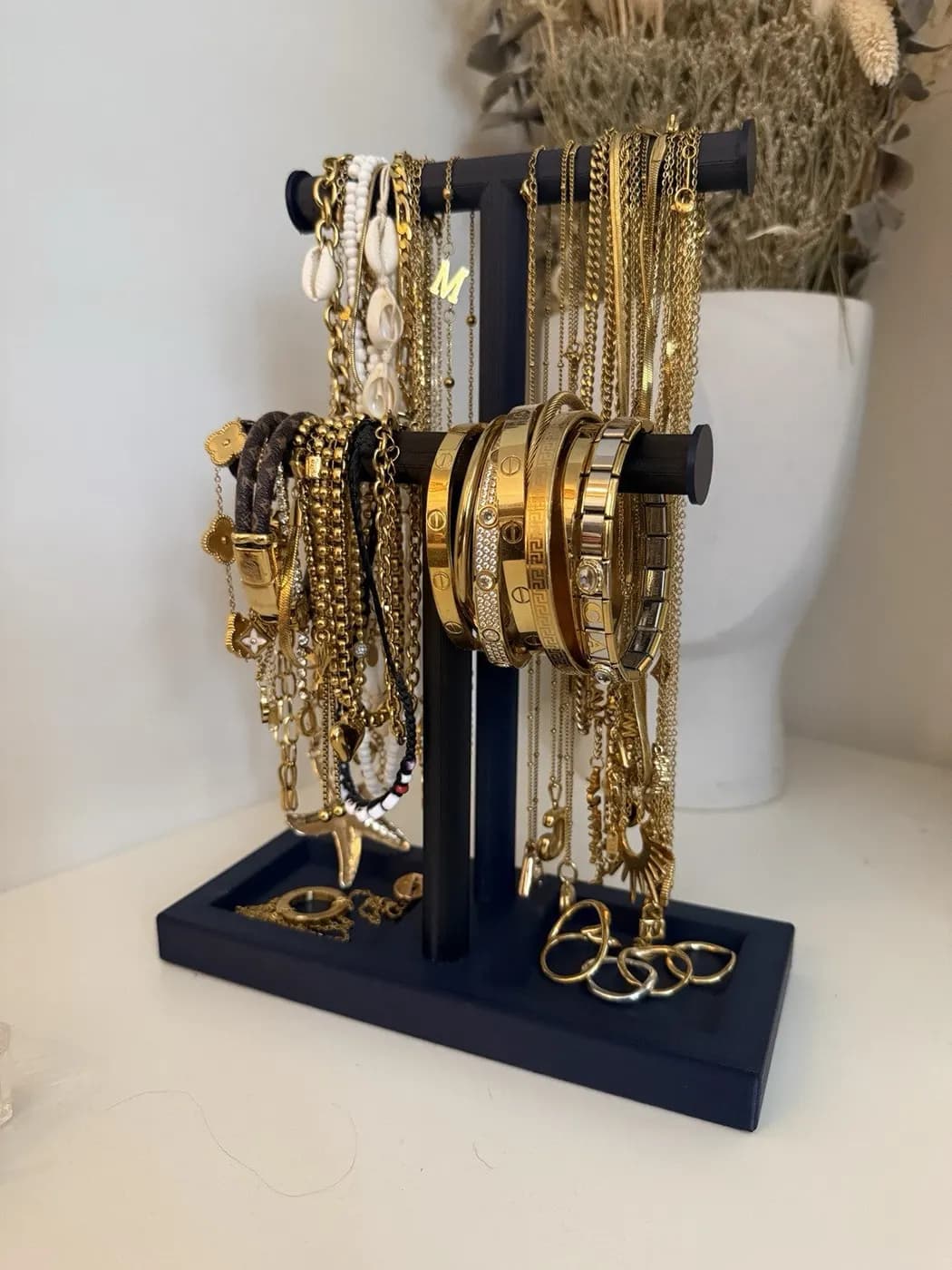 T-Bar Jewellery Display Stand Hanging Rack Bracelet Necklace Organiser Navy
