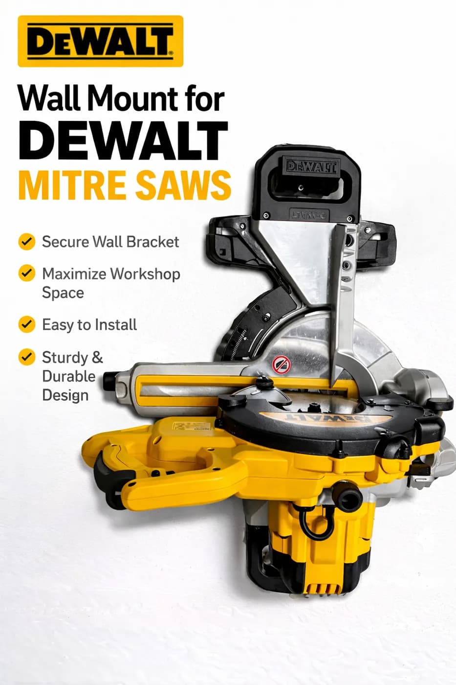 Wall Mount for DeWalt Mitre Saw DWS774 Hook Holder Bracket Garage Shed Workshop