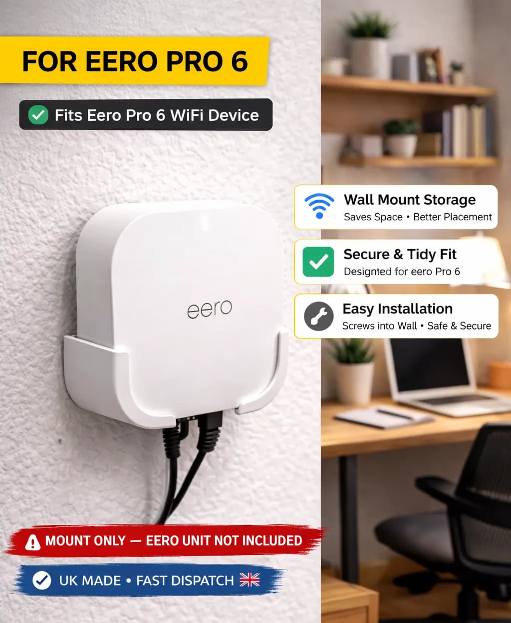 Wall mount for eero Pro 6 / 6E (K010001 or S010001)