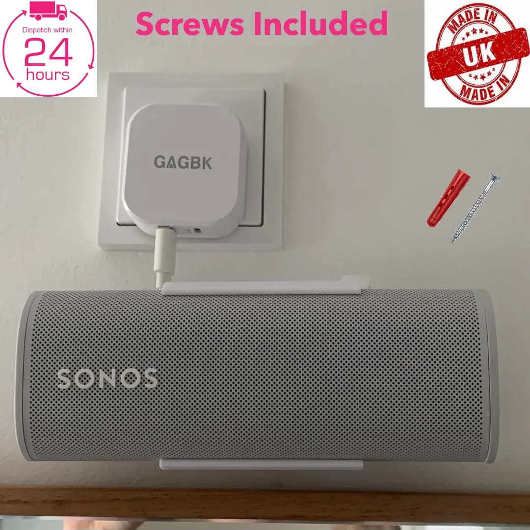 White Horizontal Wall Mount for Sonos Roam Bracket Holder Mount Stand UK