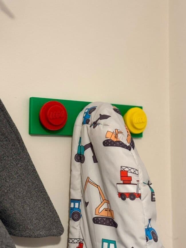 3d Printed Lego inspired Stud Wall Coat Bag Rucksack Hook Hanger Tidy Organiser